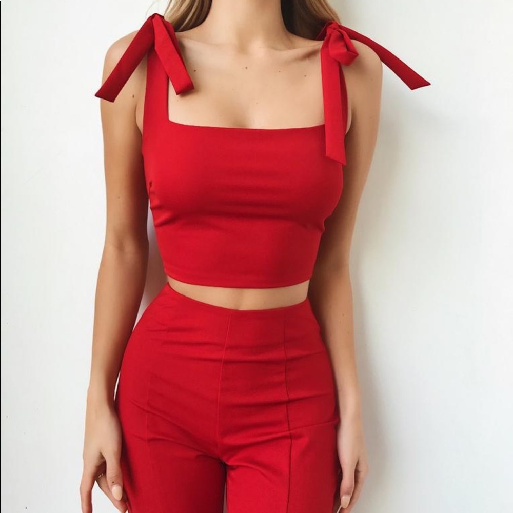 Shoulder tie crop top Tiger Mist